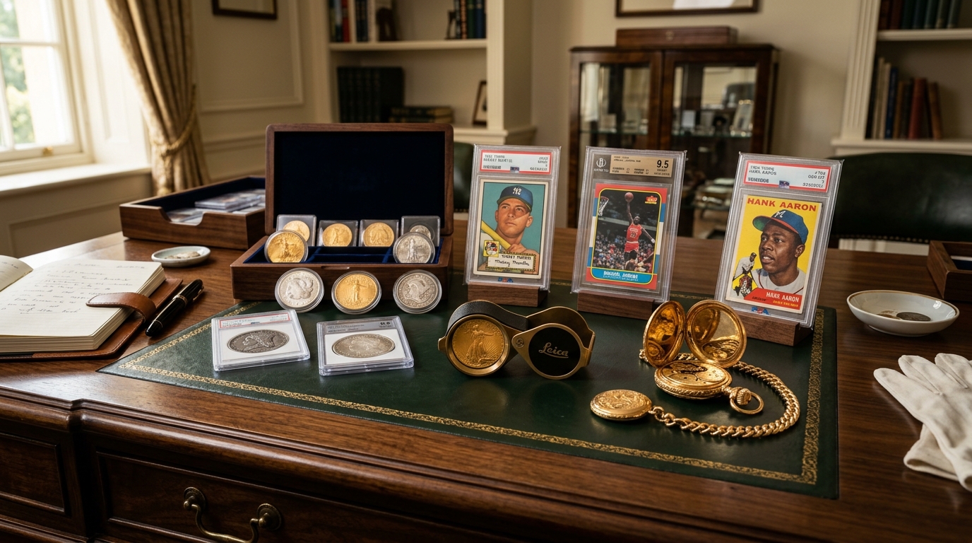 Rare collectible coins, graded sports cards, and antique appraisal collection